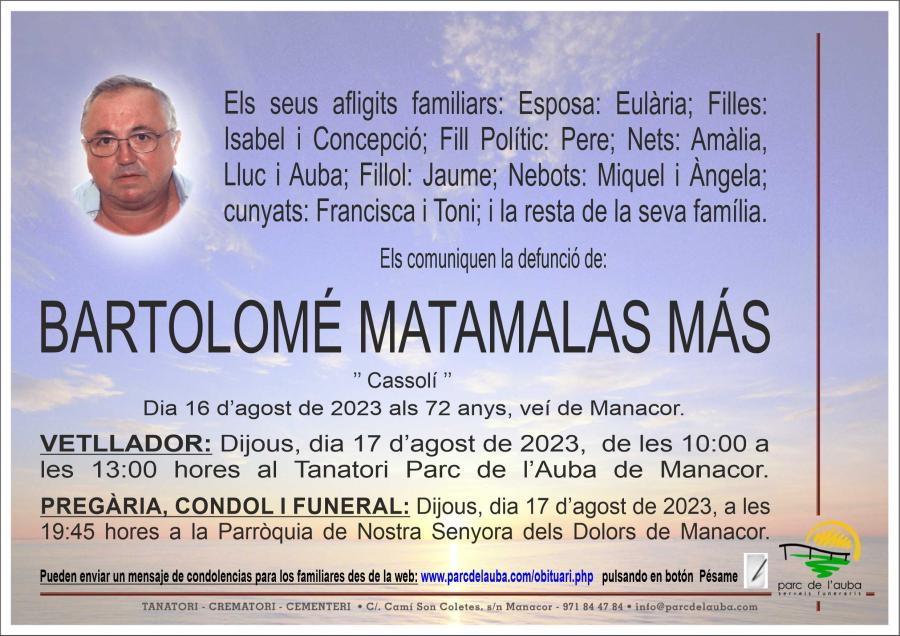 BARTOLOMÉ MATAMALAS MÁS