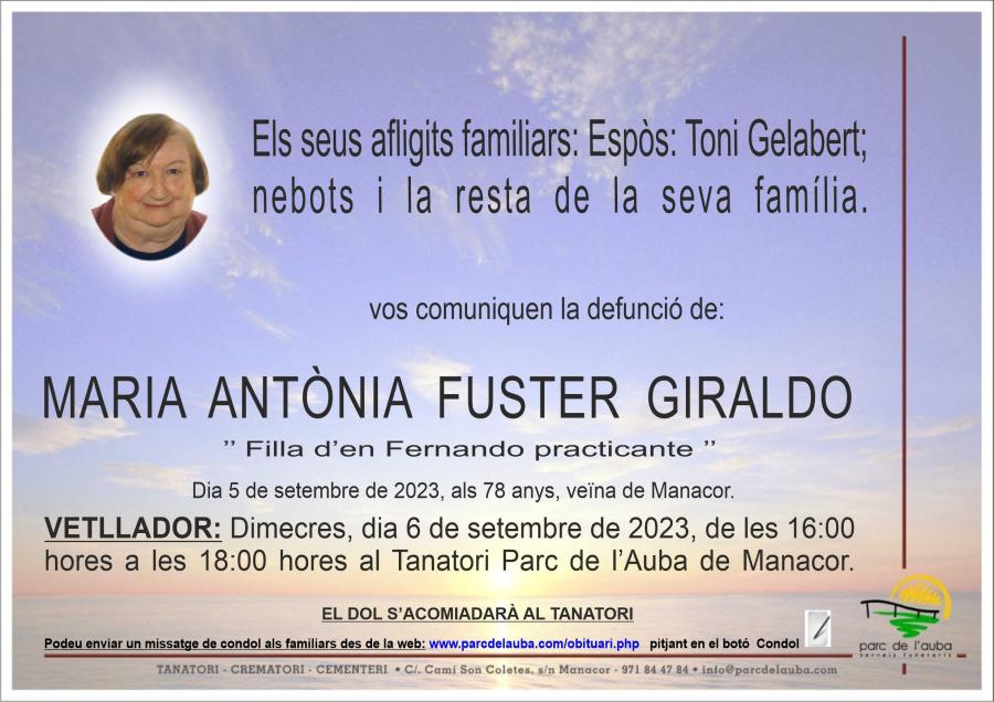 MARIA ANTÃ'NIA  FUSTER GIRALDO