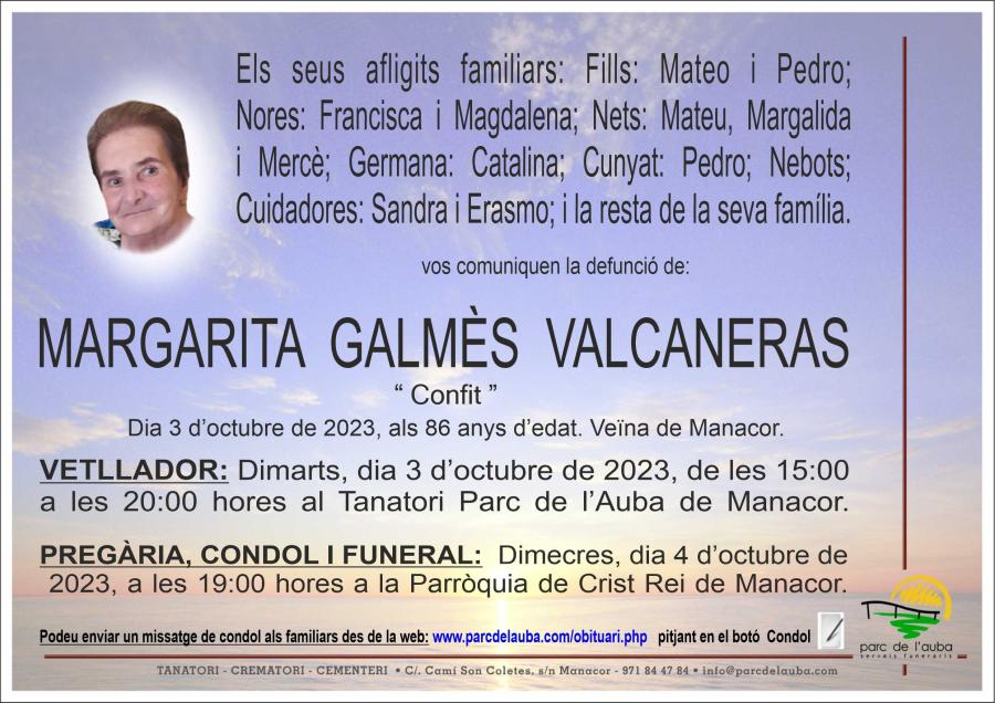 MARGARITA GALMÈS VALCANERAS