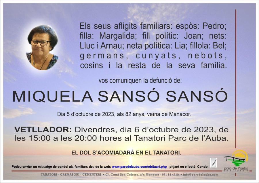 MIQUELA  SANSÓ SANSÓ