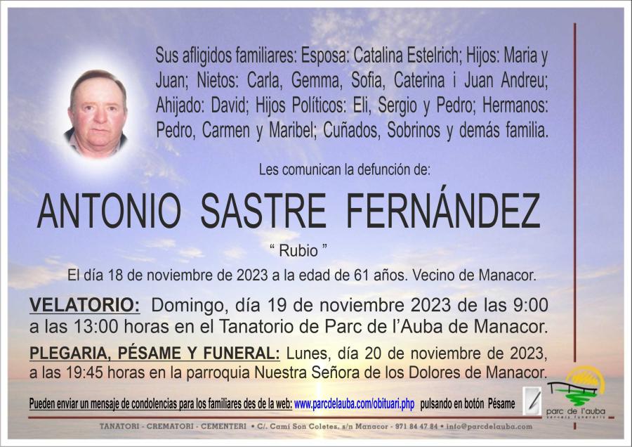 ANTONIO SASTRE FERNÁNDEZ