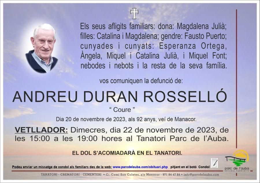 ANDREU DURAN ROSSELLÓ