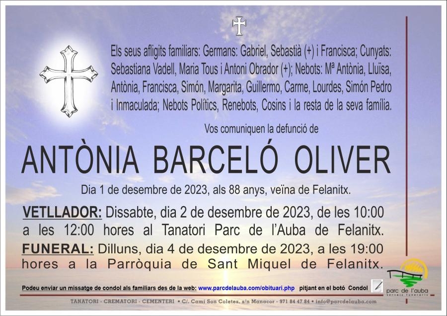 ANTÃ'NIA BARCELÓ OLIVER