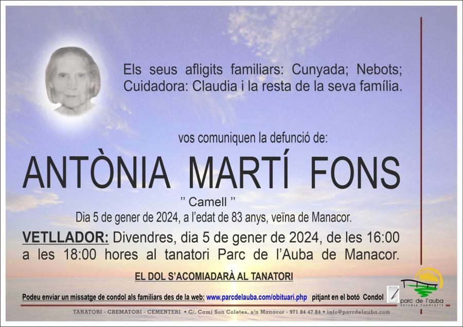 ANTÃ'NIA MARTÍ FONS