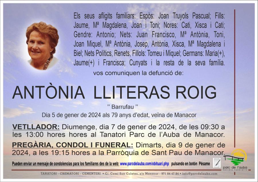 ANTÃ'NIA  LLITERAS ROIG