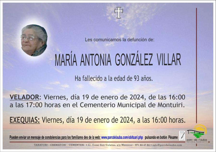 MARIA ANTONIA  GONZÁLEZ VILLAR