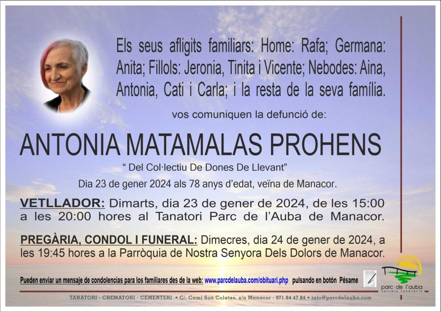ANTONIA MATAMALAS PROHENS
