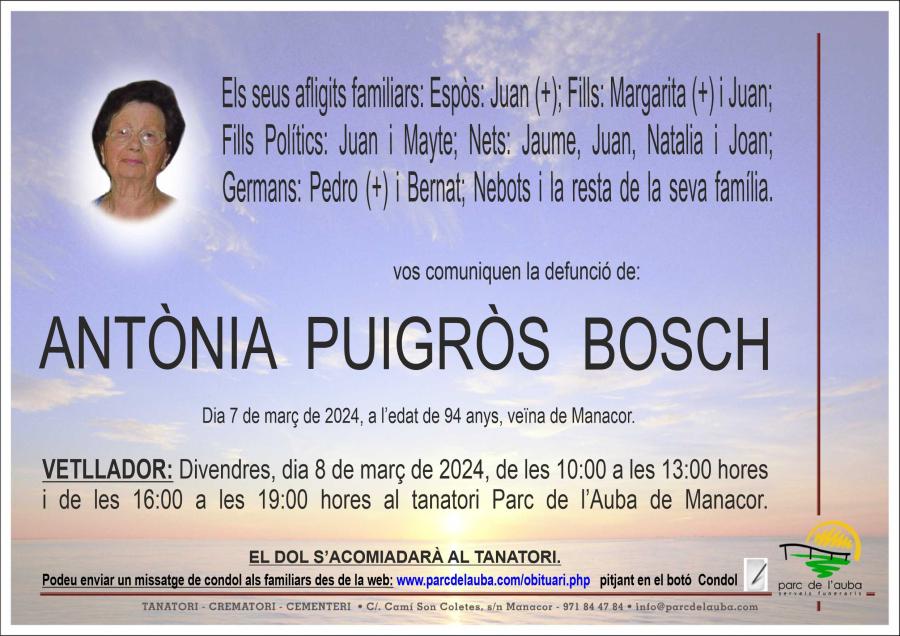 ANTÃ'NIA PUIGRÃ'S BOSCH