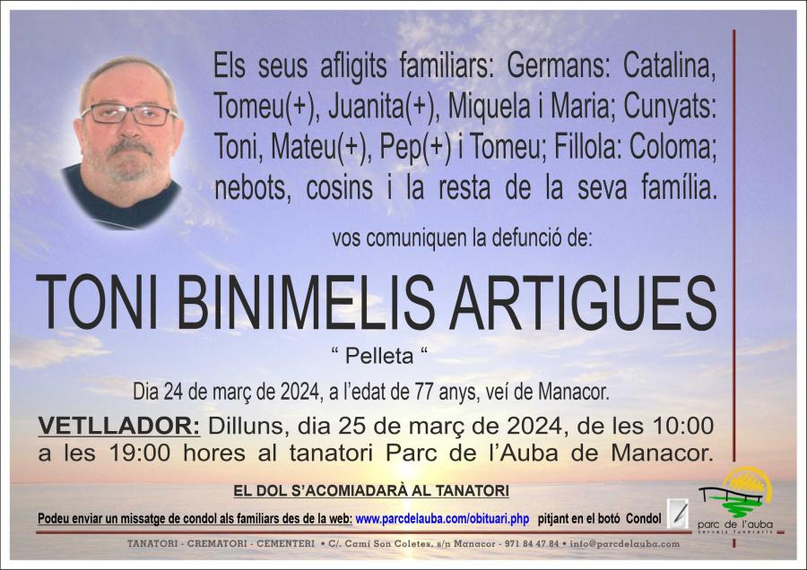 TONI BINIMELIS ARTIGUES