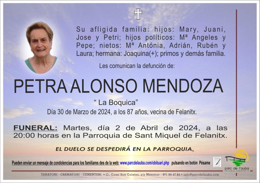 PETRA ALONSO MENDOZA