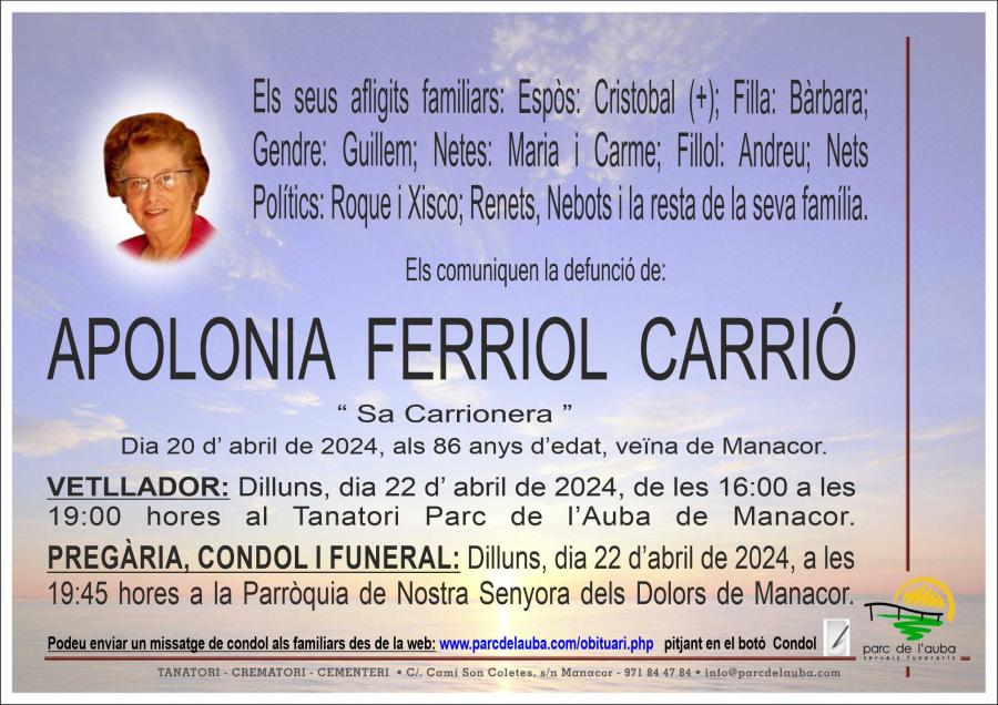 APOLONIA FERRIOL CARRIÓ