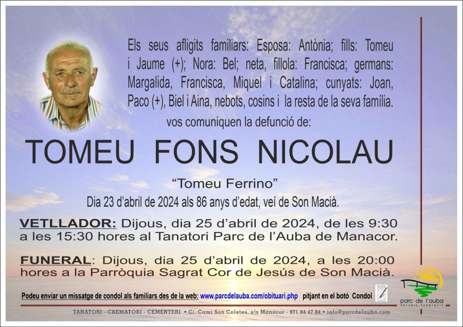 TOMEU FONS NICOLAU