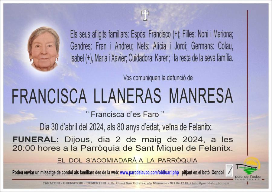 FRANCISCA  LLANERAS MANRESA