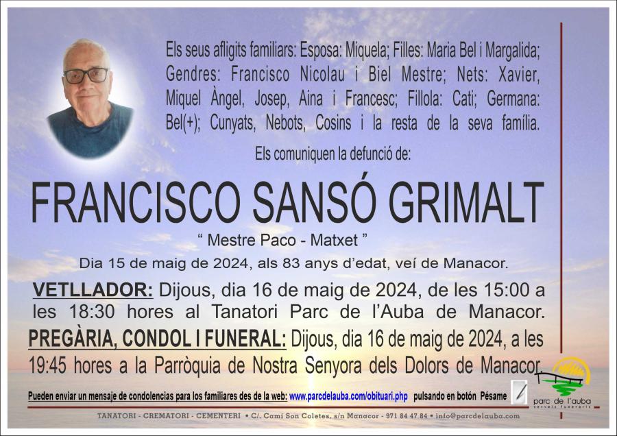 FRANCISCO SANSÓ GRIMALT