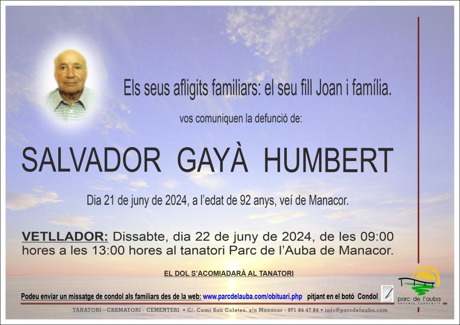 SALVADOR GAYÀ HUMBERT