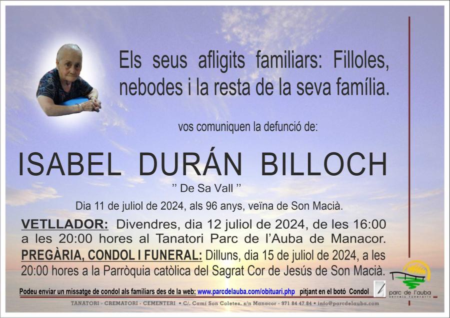 ISABEL DURÁN BILLOCH