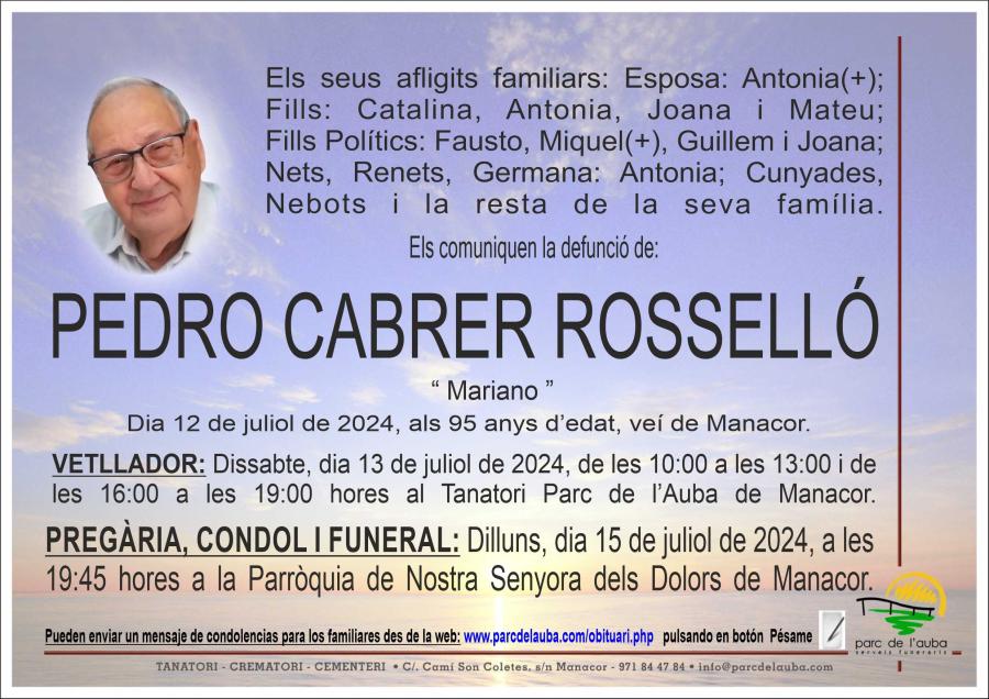 PEDRO  CABRER ROSSELLÓ