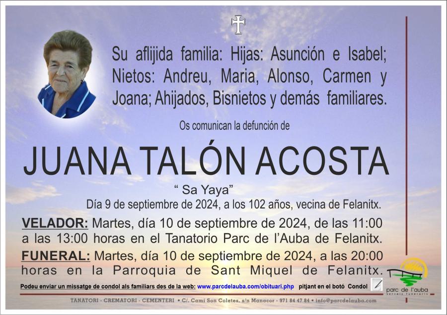 JUANA TALÓN ACOSTA