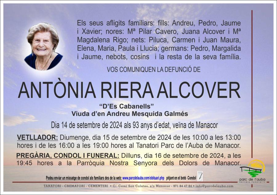 ANTÃ'NIA  RIERA ALCOVER