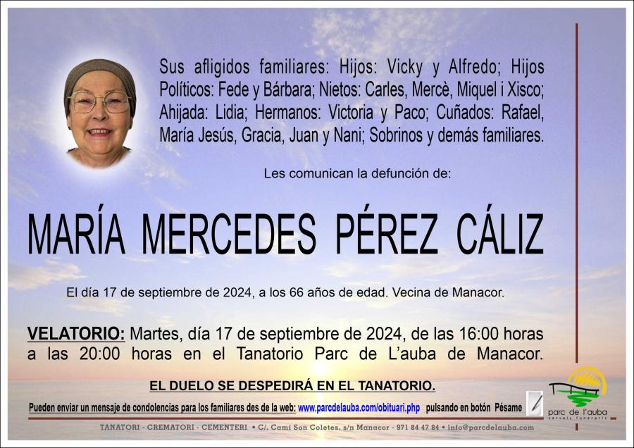 MARÍA MERCEDES PÉREZ CÁLIZ