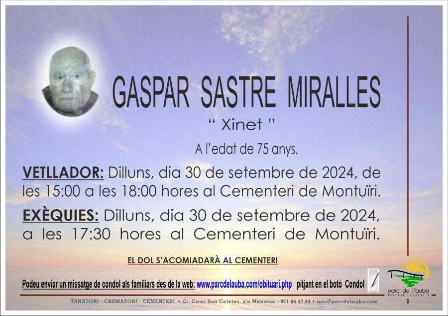 GASPAR SASTRE MIRALLES