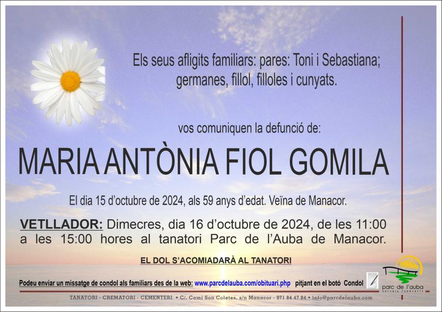MARIA ANTÃ'NIA  FIOL GOMILA
