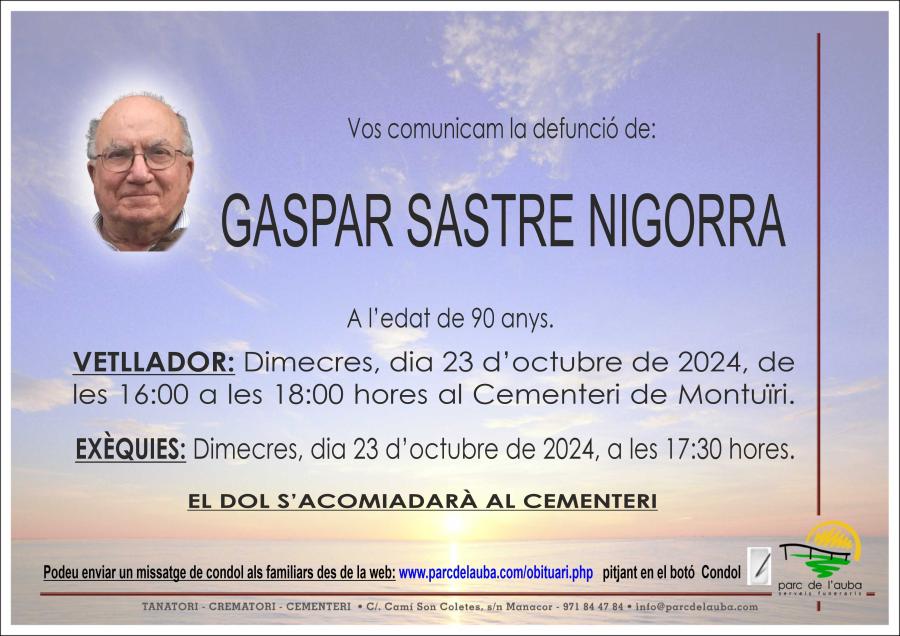 GASPAR  SASTRE NIGORRA