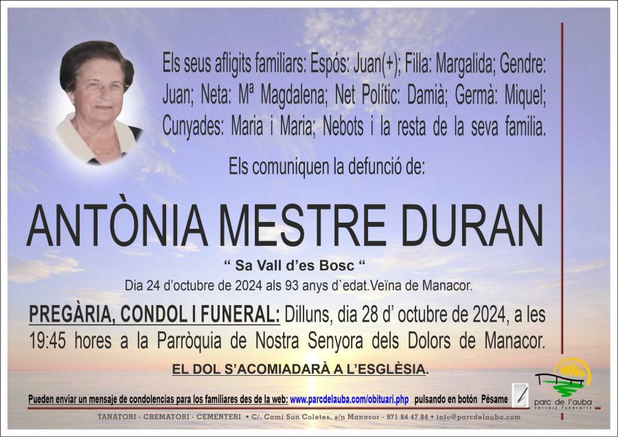 ANTÃ'NIA  MESTRE DURAN