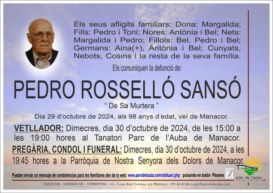 PEDRO ROSSELLÓ SANSÓ