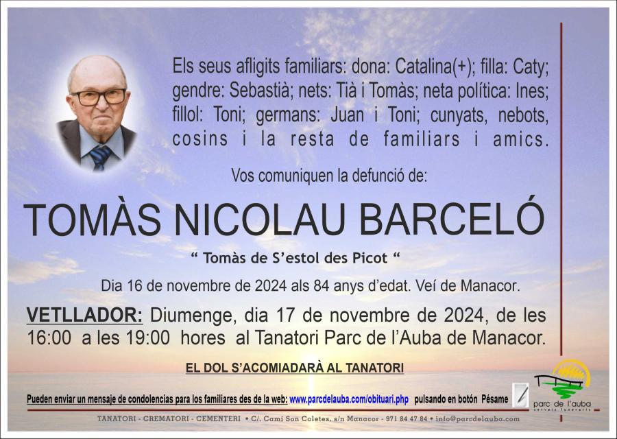 TOMÀS  NICOLAU BARCELÓ
