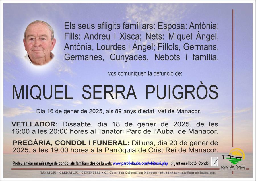 MIQUEL SERRA PUIGRÃ'S