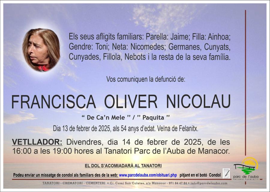 FRANCISCA OLIVER NICOLAU