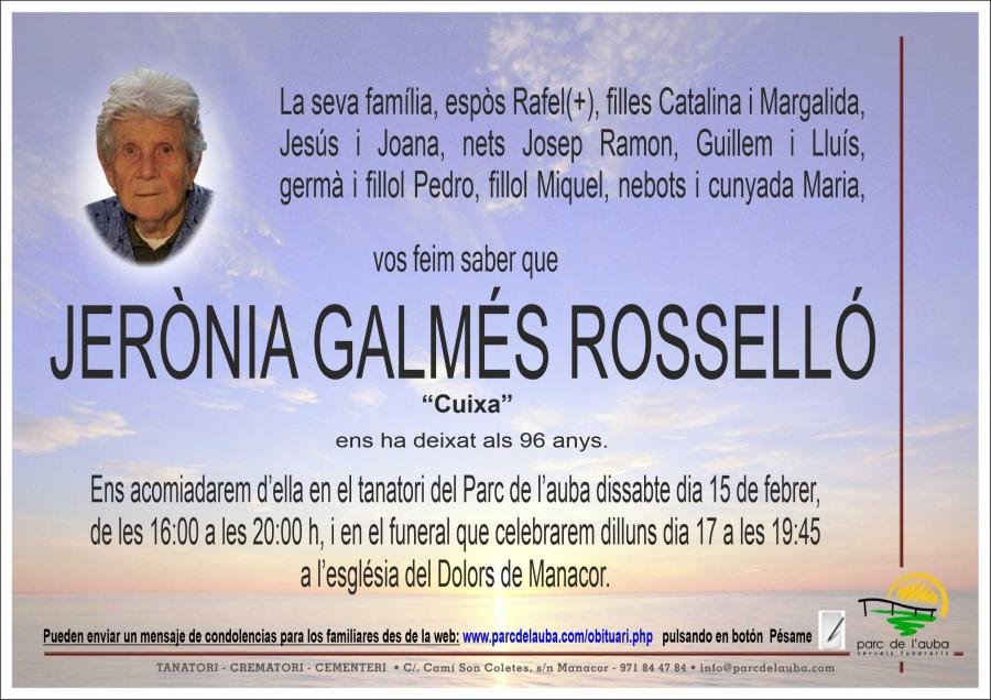 JERÃ'NIA  GALMÈS ROSSELLÓ