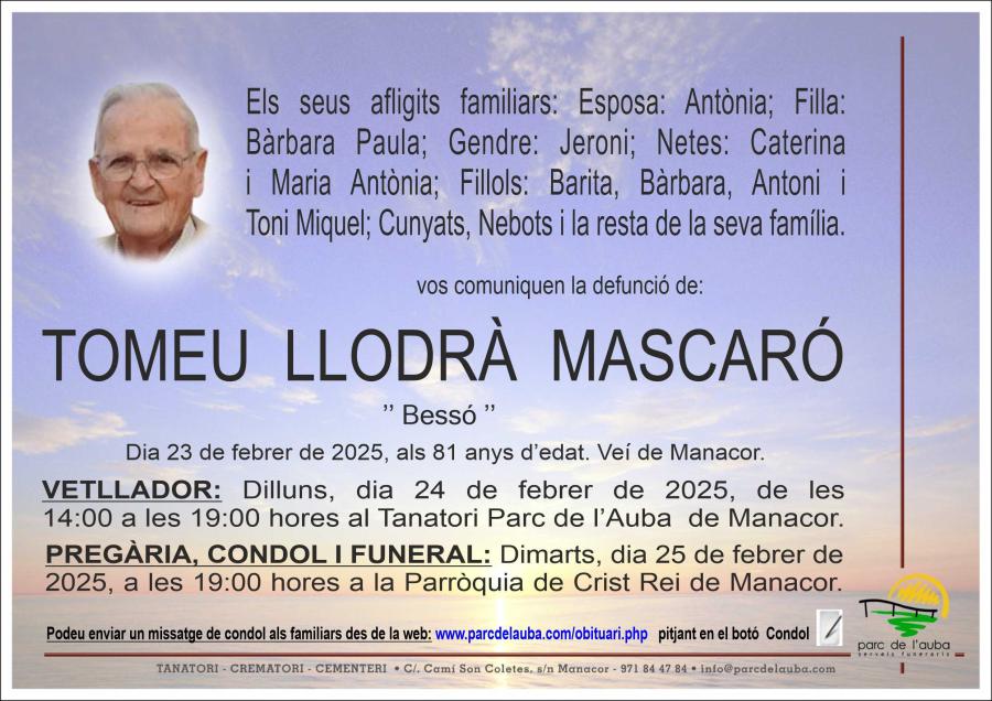TOMEU LLODRÀ MASCARÓ