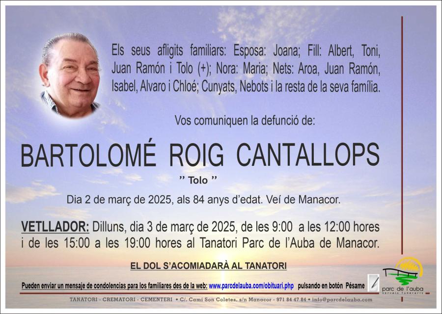 BARTOLOMÉ ROIG CANTALLOPS