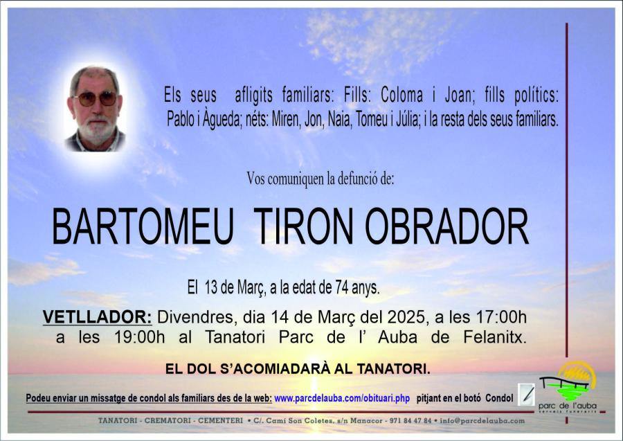 BARTOMEU  TIRON OBRADOR