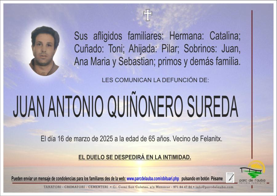 JUAN ANTONIO  QUIÑONERO SUREDA