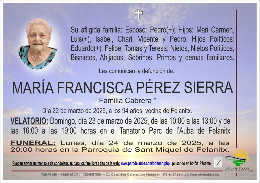 MARÍA FRANCISCA PÉREZ SIERRA