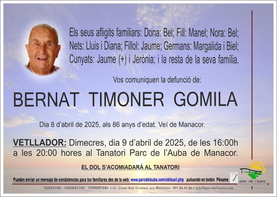 BERNAT TIMONER GOMILA