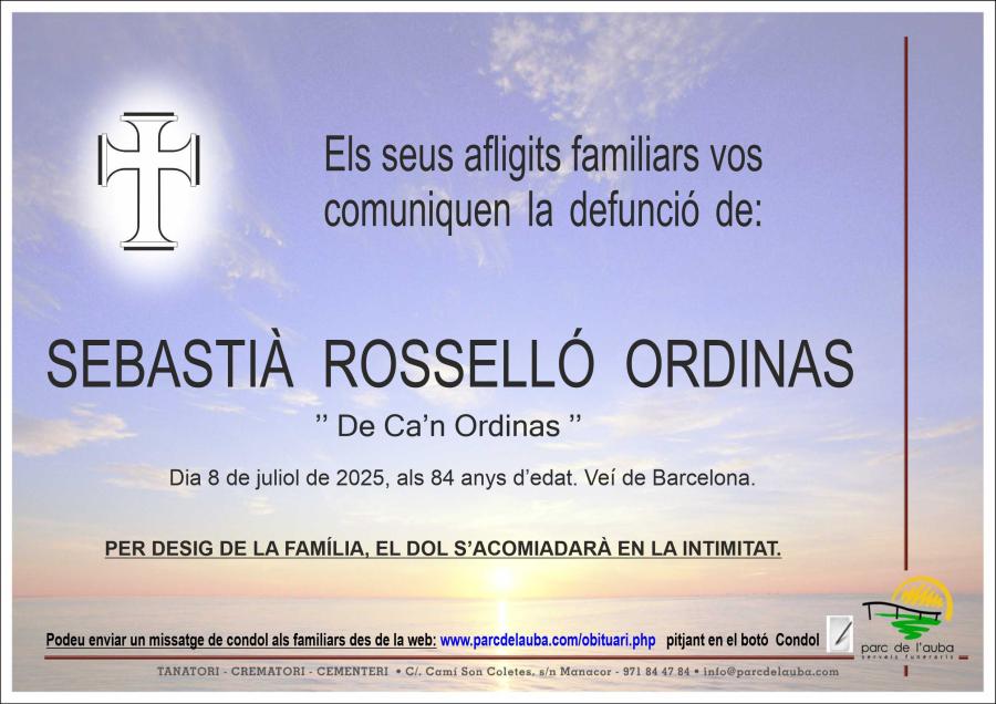 SEBASTIÀ ROSSELLÓ ORDINAS