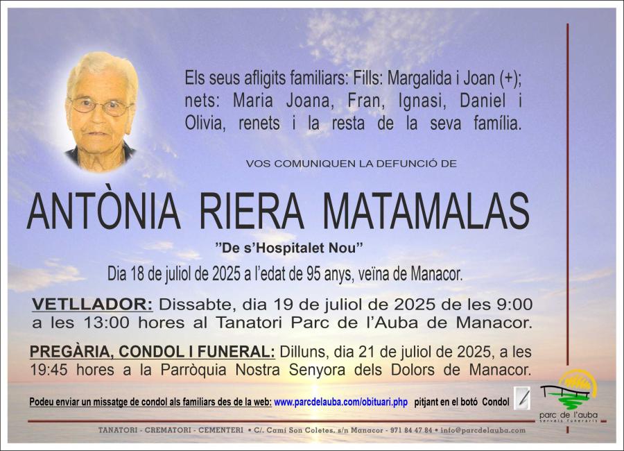 ANTÃ'NIA  RIERA MATAMALAS