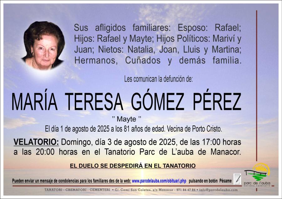 MARÍA TERESA GÓMEZ PÉREZ