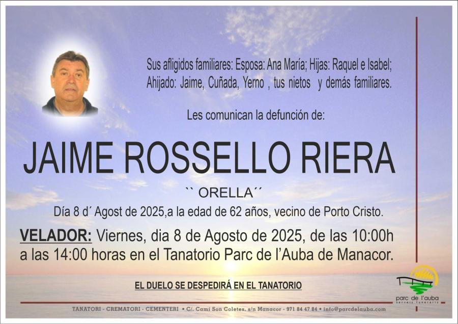 JAIME ROSSELLO  RIERA