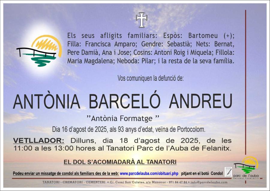 ANTÃ'NIA BARCELÓ ANDREU