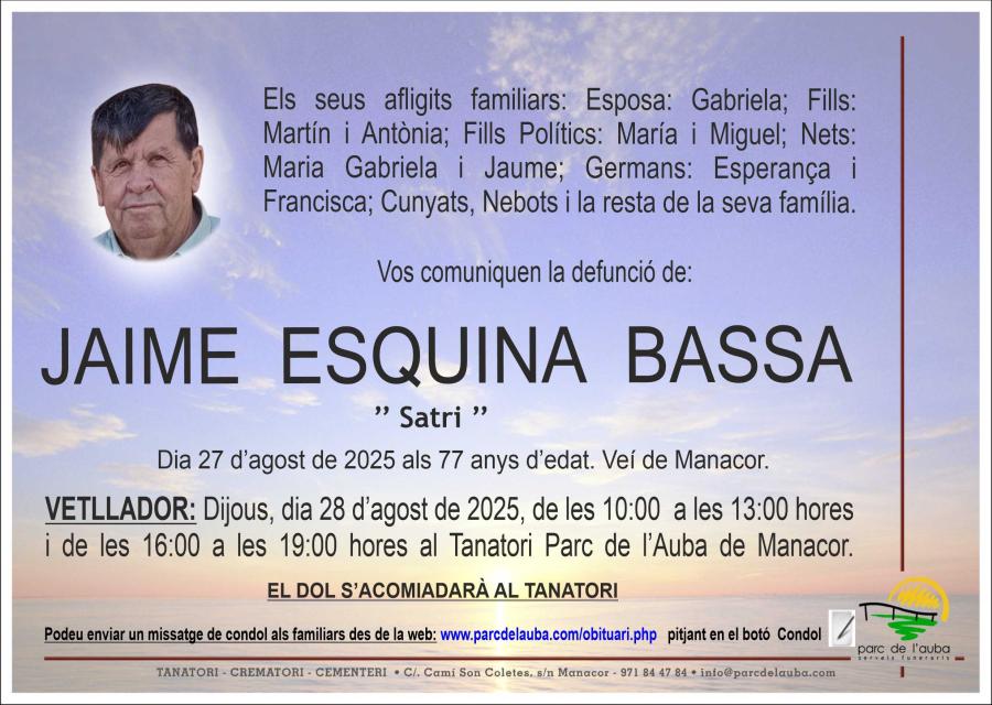 JAIME ESQUINA BASSA