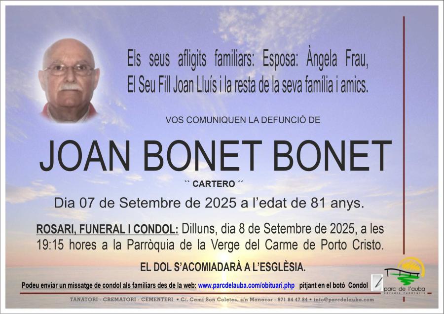 JOAN BONET BONET
