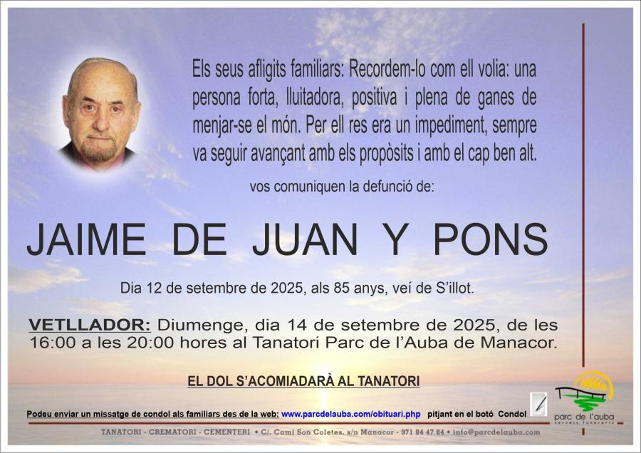 JAIME  DE JUAN Y PONS