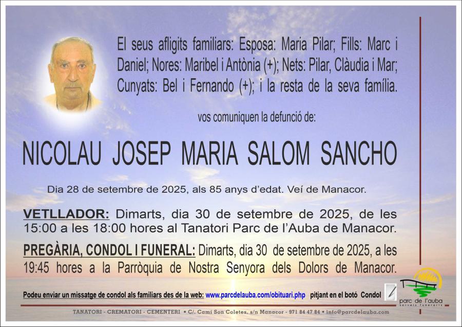 NICOLAU JOSEP MARIA SALOM SANCHO