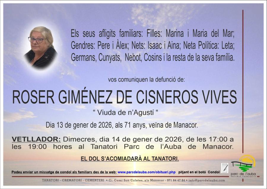 ROSER GIMÉNEZ DE CISNEROS VIVES