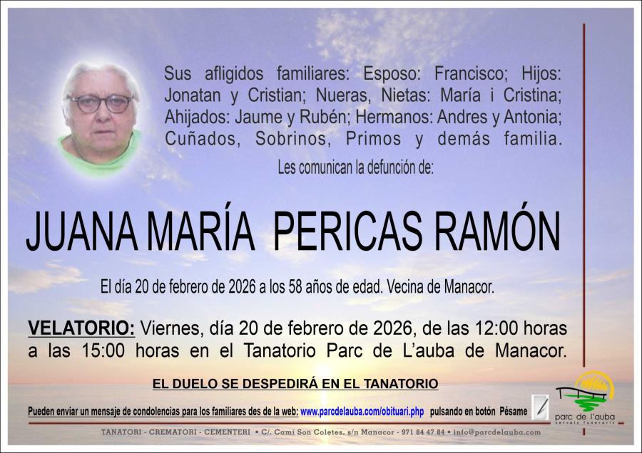 JUANA MARÍA  PERICAS RAMÓN